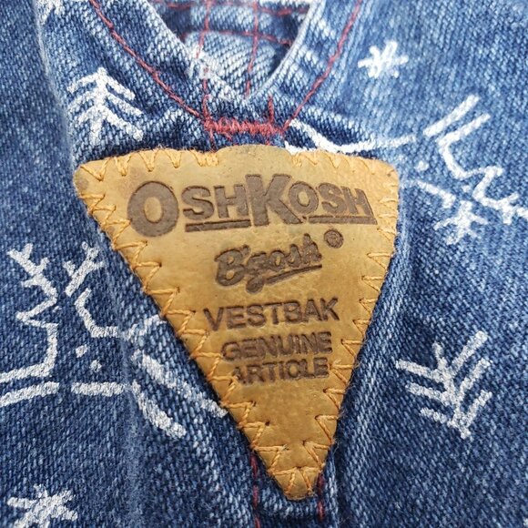 Vintage Oshkosh Vestbak Denim Overalls Size 12M Christmas Trees Reindeer Snow - Picture 8 of 13